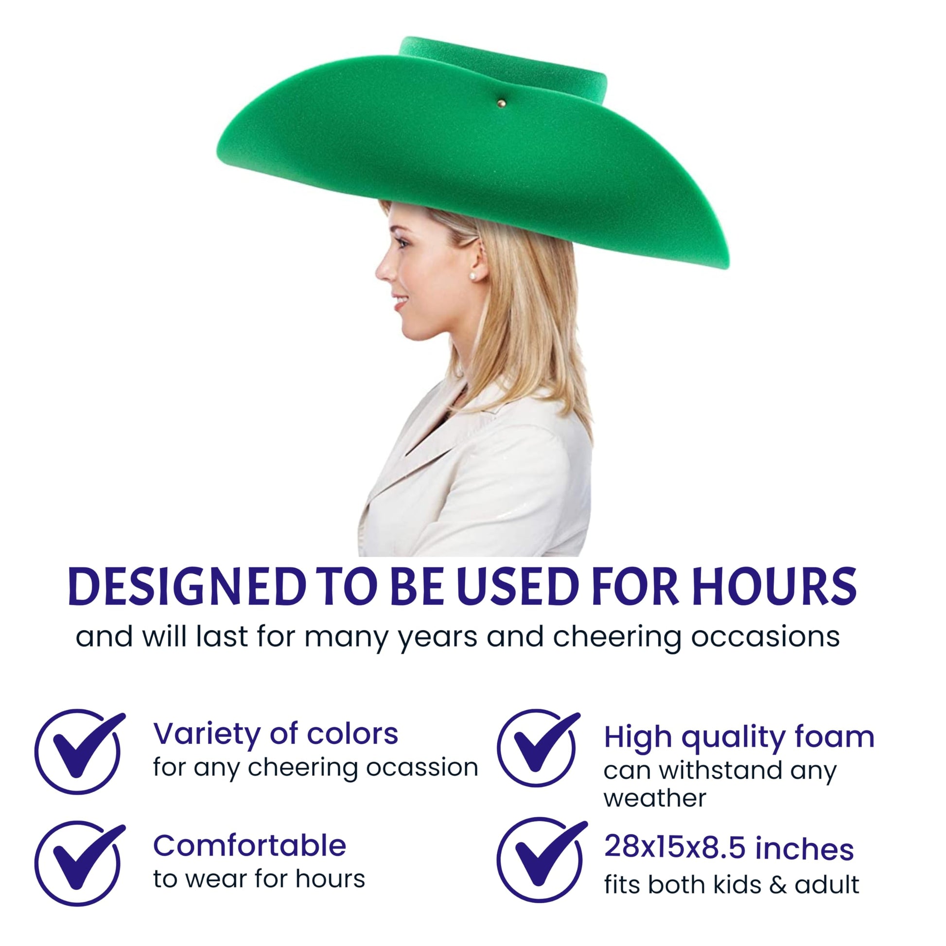 FUNSTITUTION Cowboy Hat - Giant Foam Hat - Oversized Cowboy Hat - Red - For Adults and Kids - Hilarious Hat - Large - Polyurethane Foam - All Ages