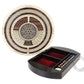 House of Cribbage - 10" Round Shape 4 Tracks Continuous Cribbage Board Rosewood/Maple - Push Drawer with Score Marking Fields for Skunks, Corners