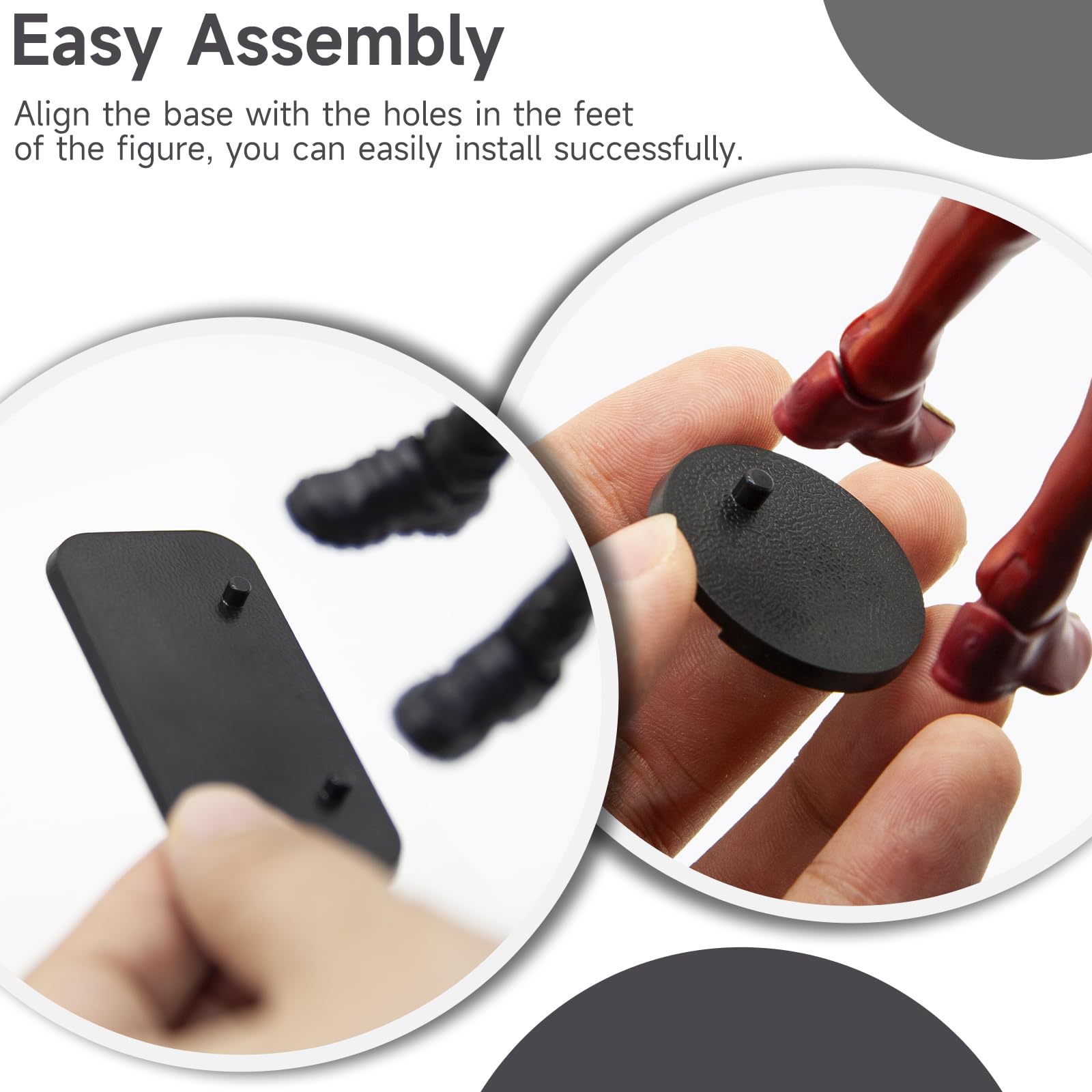 EBCO 50Pcs Mix Plastic Black Stand Bases 32mm for Most 6 inch Action Figure Such as Marvel Legends /DC/ Gi Joe/ Motu Toy