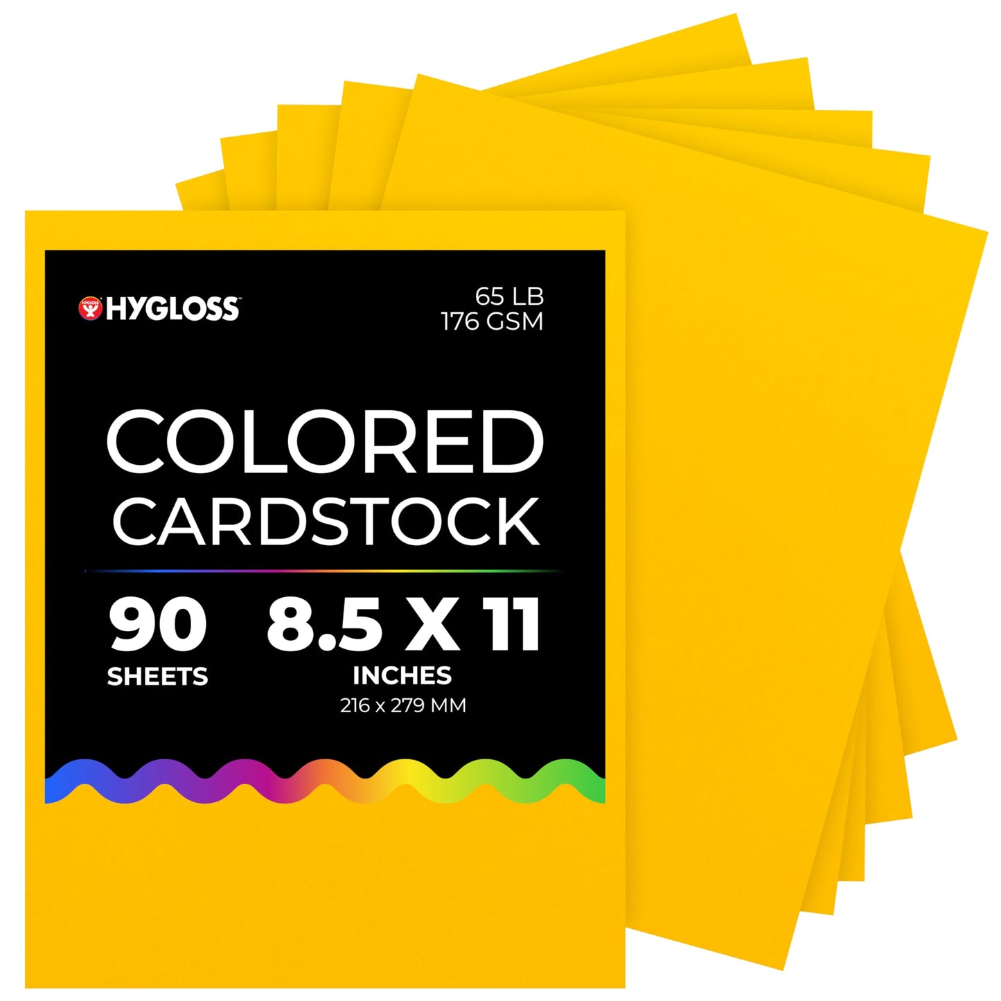 Hygloss Yellow Bright Colored Cardstock - 8.5x11-Inch, 90 Sheets, 65 lb/ 176 gsm, Fade-Resistant, Acid-Free Color Card Stock Paper