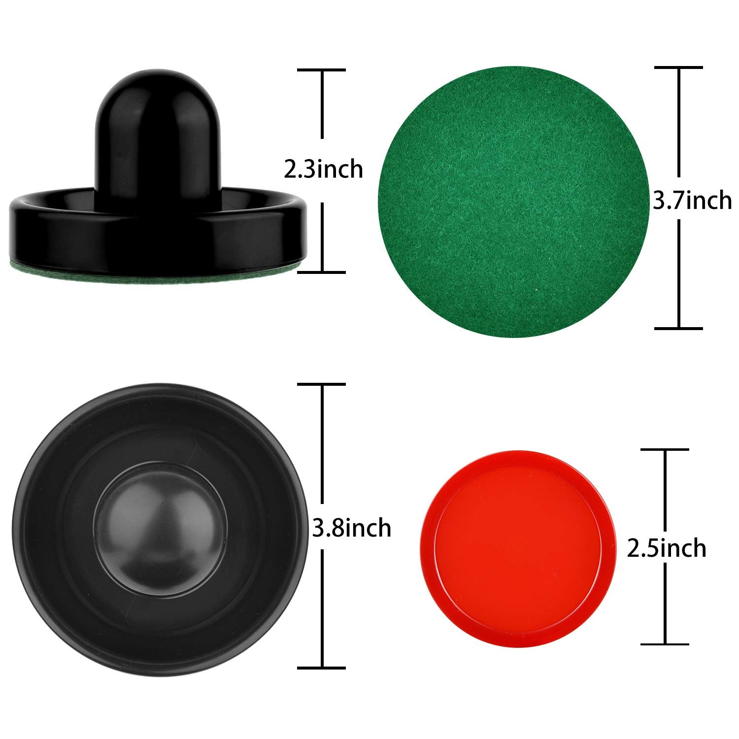 Coopay Air Hockey Pushers and Pucks, Air Hockey Paddles, Goal Handles Paddles Replacement Accessories for Game Tables (4 Striker, 8 Red Puck Pack)