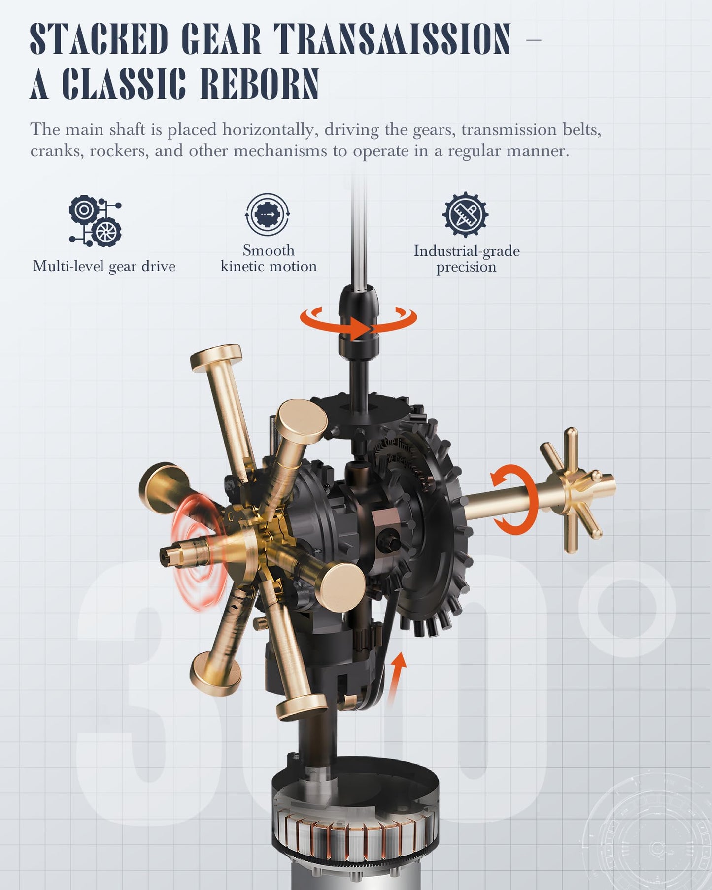 ROBOTIME 3D Puzzle Helicopter - Mechanical DIY Model Set with Light & Movement, PVC Model, Engineering Gift, STEM for Collectors & Amateurs, CGL01