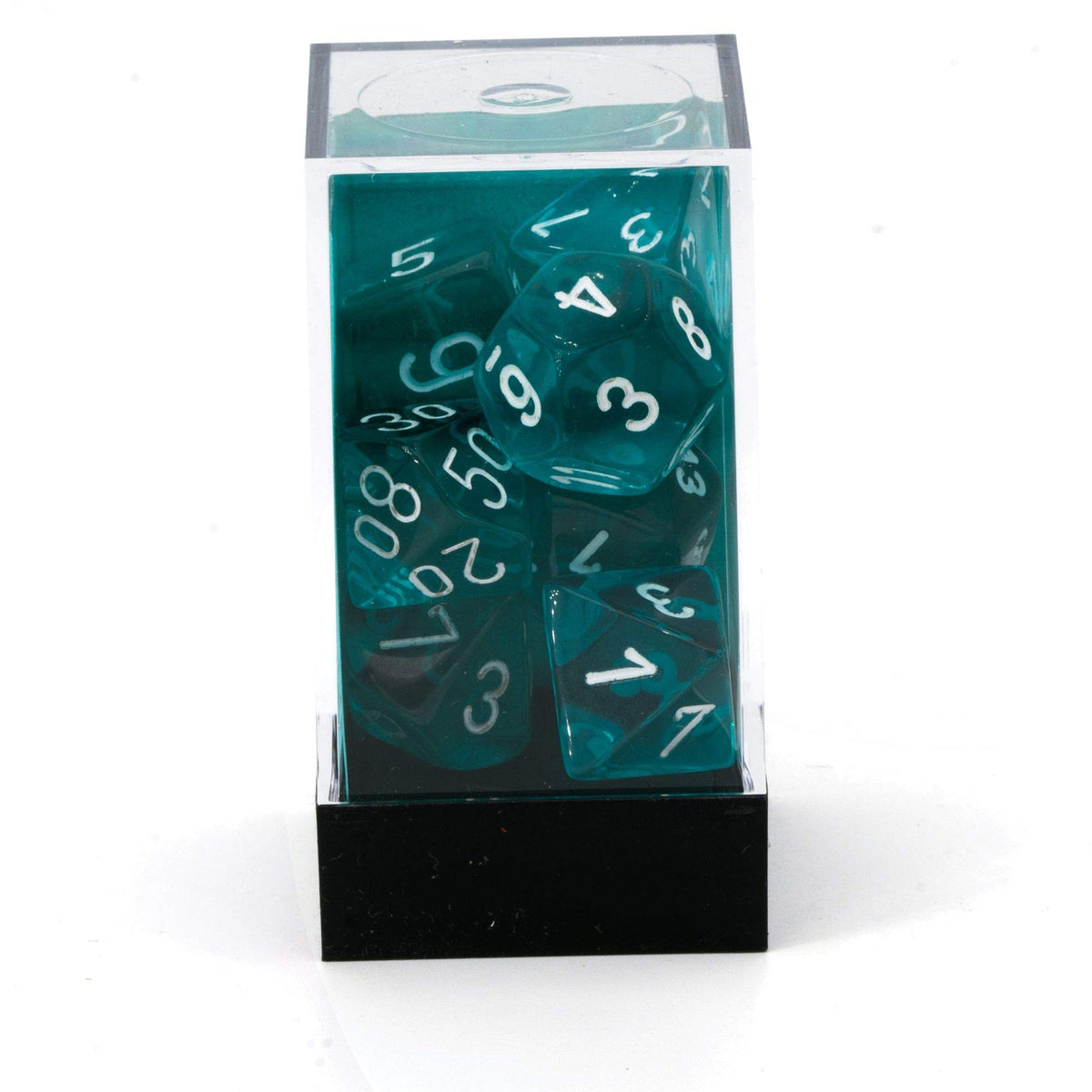 DND Dice Set-Chessex D&D Dice-16mm Translucent Teal and White Plastic Polyhedral Dice Set- for Dungeons and Dragons Dice Includes 7 Dice - D4 D6 D8