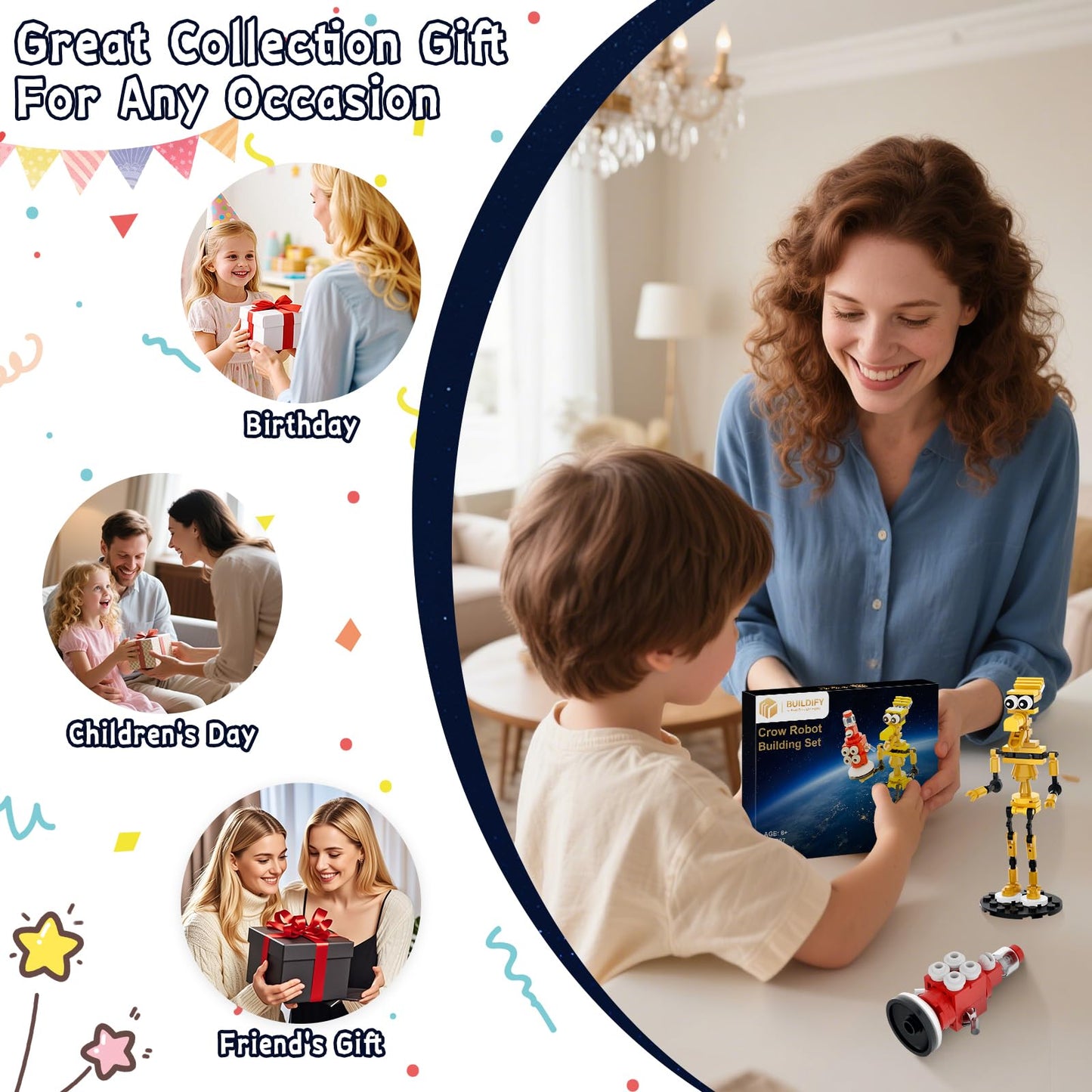 BUILDIFY MSTK3K Crow T. Robot & Tom Servo Building Set, 2 in 1 Mystrey Sciance Theater Crow Robot Cartoon Model Toys, Home Decor Collectible for Fans