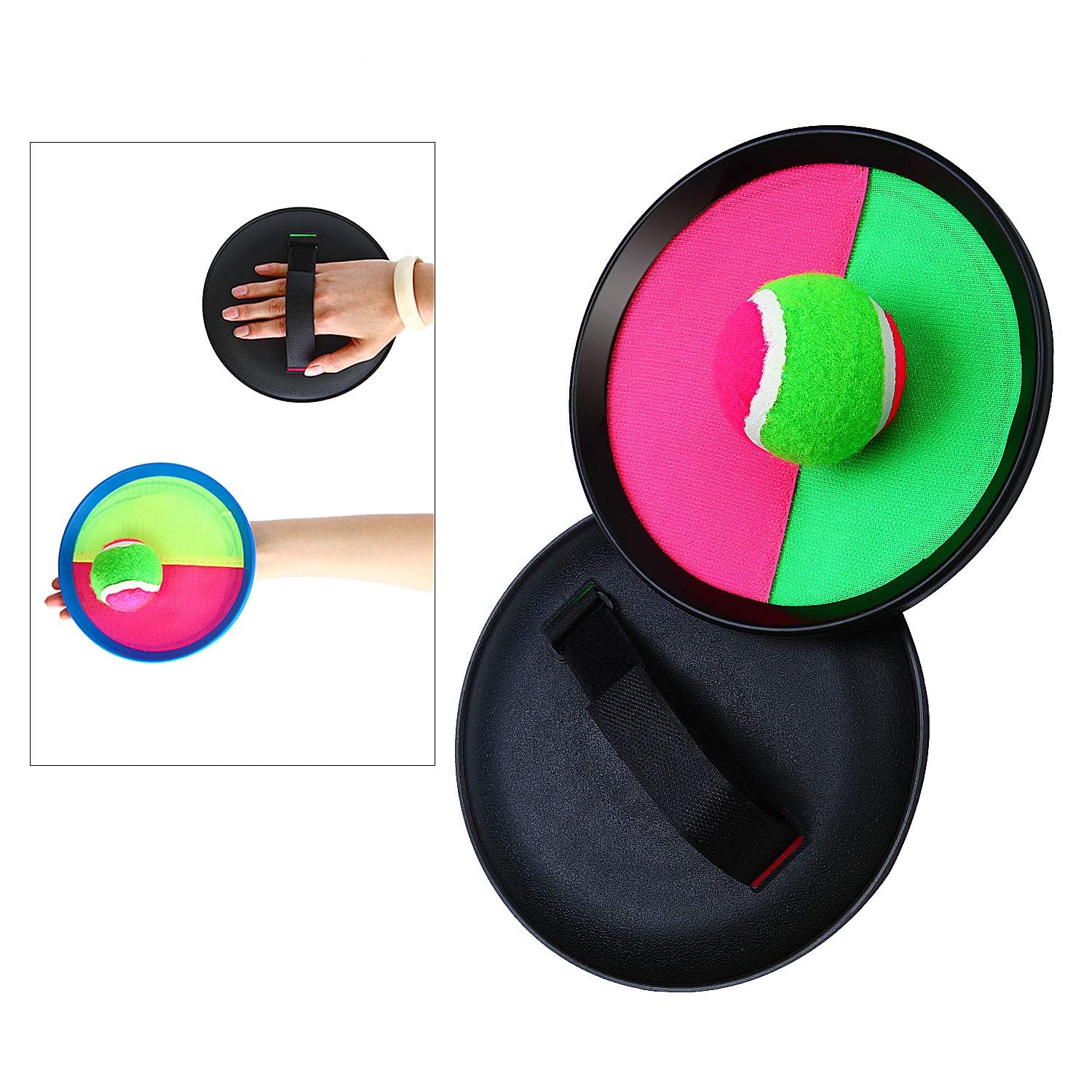Aneco Paddle Catch Ball and Toss Game Set Disc Toss and Catch Paddle Game with 1 Storage Bag, 4 Paddles and 6 Balls (2 Big Balls and 4 Small Balls)