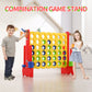 UNICOO Giant 4-in-a-Row Game with Carry Bag, 3-in-1 Jumbo 4-to-Score Outdoor Yard Game with Basketball Hoop, Ring Toss, Quick-Release Slider, 42