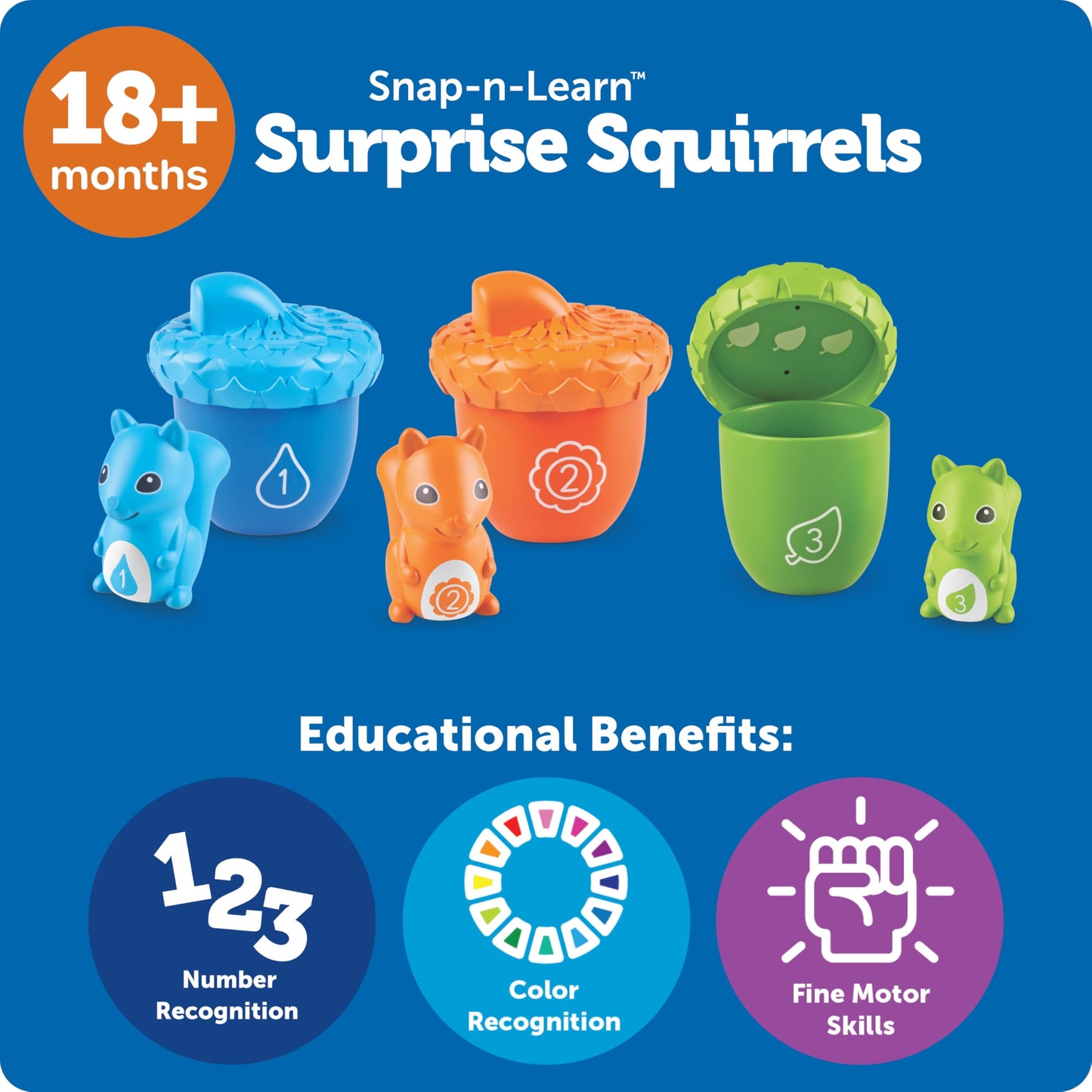 Learning Resources Snap-n-Learn Surprise Squirrels - Toddler Montessori Toys, Preschool Activities, Counting and Fine Motor Skills, Sorting
