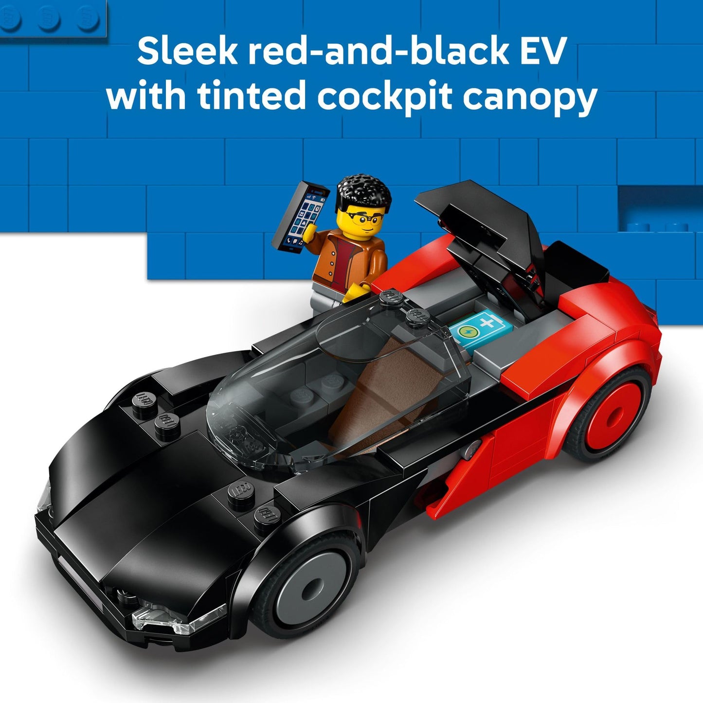 LEGO City EV Supercar Building Toy for Kids - Pretend Play Set for Boys & Girls, Ages 5+ - Sports Car Toy W/Driver Minifigure - Gift Idea for