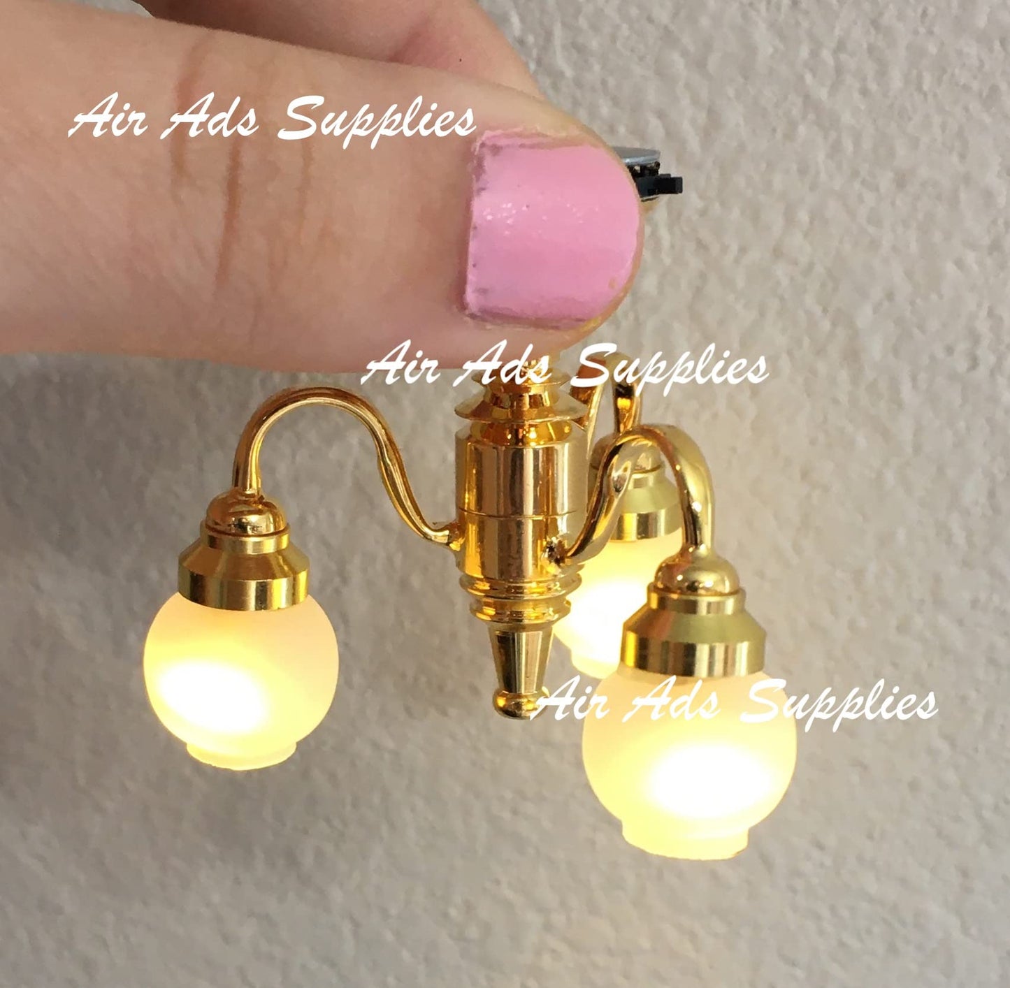 1:12 Scale Dollhouse Miniature Bedroom Living Room Chandelier LED Light Ceiling Light; High 3.5CM