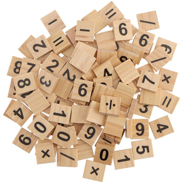 ZEONHAK 1200 PCS Small Wooden Number Tiles, Mini Wooden Number Symbol for DIY Craft, Home Decoration, Math Practise, 0.8 x 0.7 x 1/5 Inch