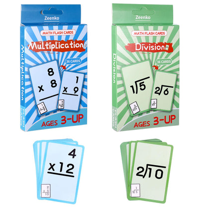 72 Pcs Math Flash Cards, Multiplication and Division Flash Cards for Studying, Math Manipulatives for Kindergarten Elementary Homeschool Classroom
