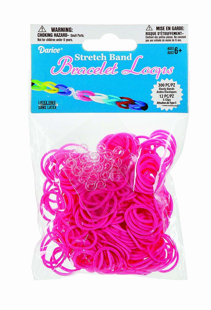 Darice 312-Piece Stretch Band Bracelet Loops and S-Clips Set, Pink