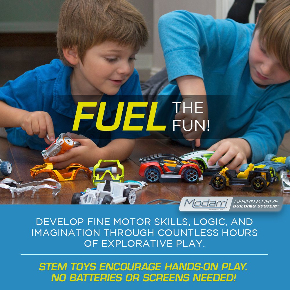 Modarri Delux S2 Muscle Car Build Your Car Kit Toy Set - Ultimate Toy Car: Make Your Own Car Toy - For Thousands of Designs - Real Steering