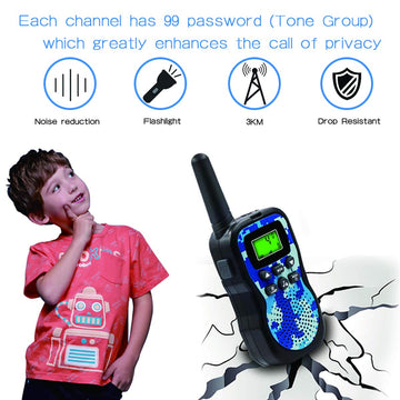 Walkie Talkie for Kids, Toys for 3-12 Year Old Boys Girls with Backlit LCD Display and Flashlight Range Up to 3 KM Gifts for 3-12 Year Old Boys Girls