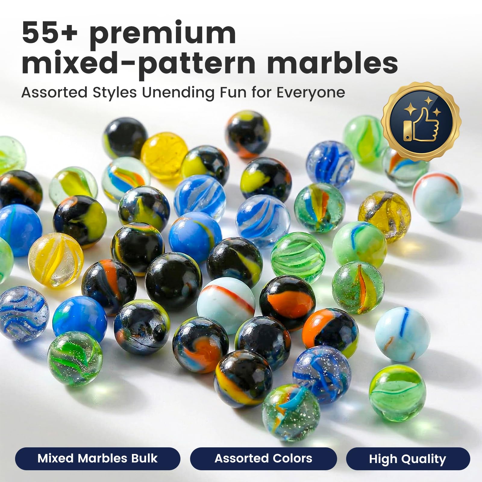 POPLAY Colorful Glass Marbles, 0.6 Inch Marbles Bulk