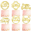 6-Pack Gold Cake Topper Set, Double-Sided Glitter, Acrylic Happy Birthday Cupcake Toppers, Birthday Decorations for Children or Adults.
