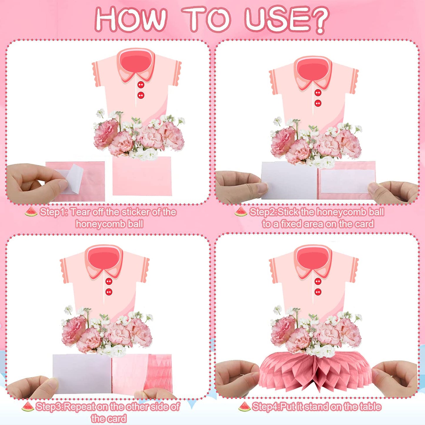 Vifoulal 12 Pcs Baby Shower Honeycomb Centerpieces for Girl, Floral Party Table Honeycomb Decorations, for Newborn Baby Photo Props, Tables Toppers