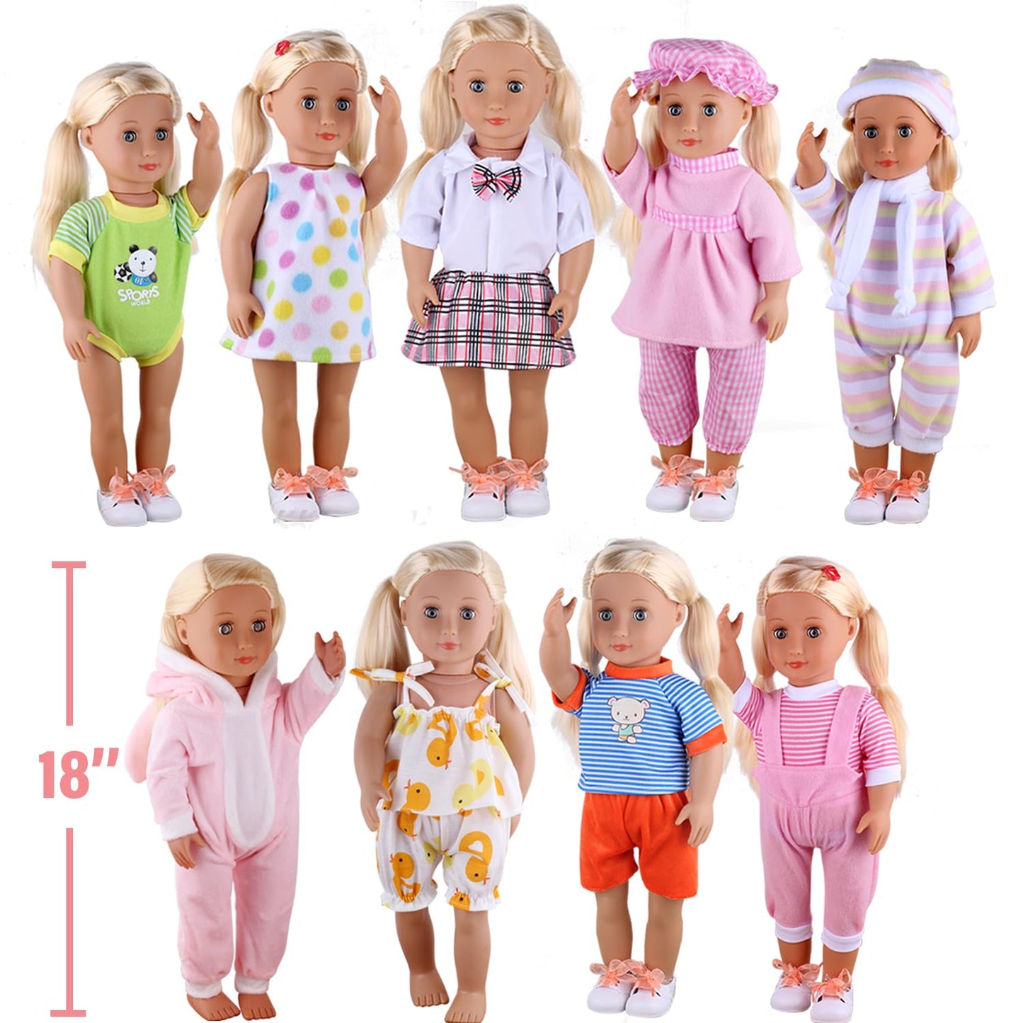 Alive Baby Doll Clothes Accessories, 9 Sets Outfits for 14-15 Inch Alive Baby Doll and 18-inch Doll, Reborn Newborn Doll Clothing Dress, Dolls Not