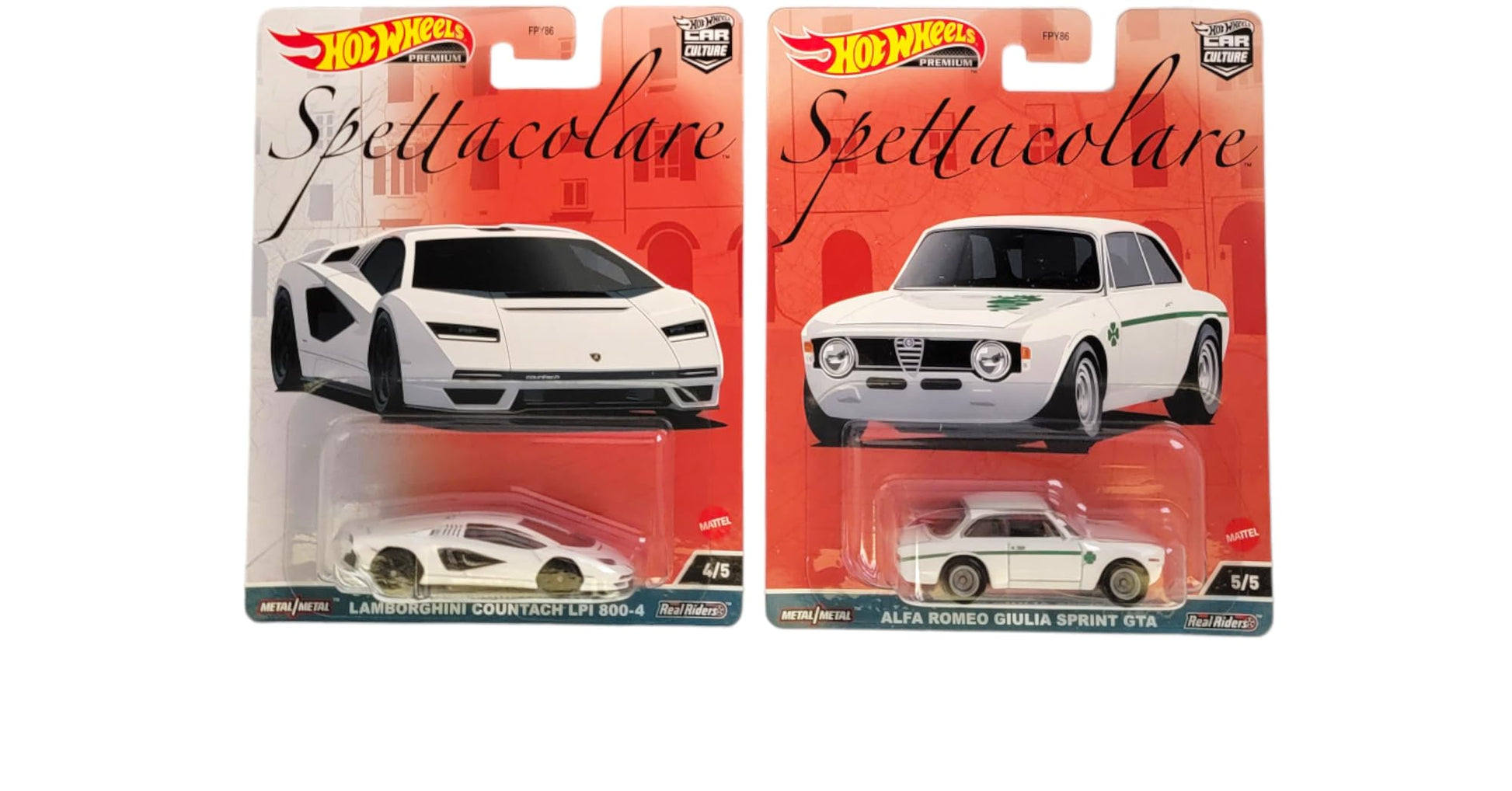 Hot Wheels Car Culture 2023 Spettacolare Series - Bundled Complete 5?Pack (FPY86?959B) | Alfa Romeo Giulia GTA, 155 V6 Ti, Lancia Stratos, Countach