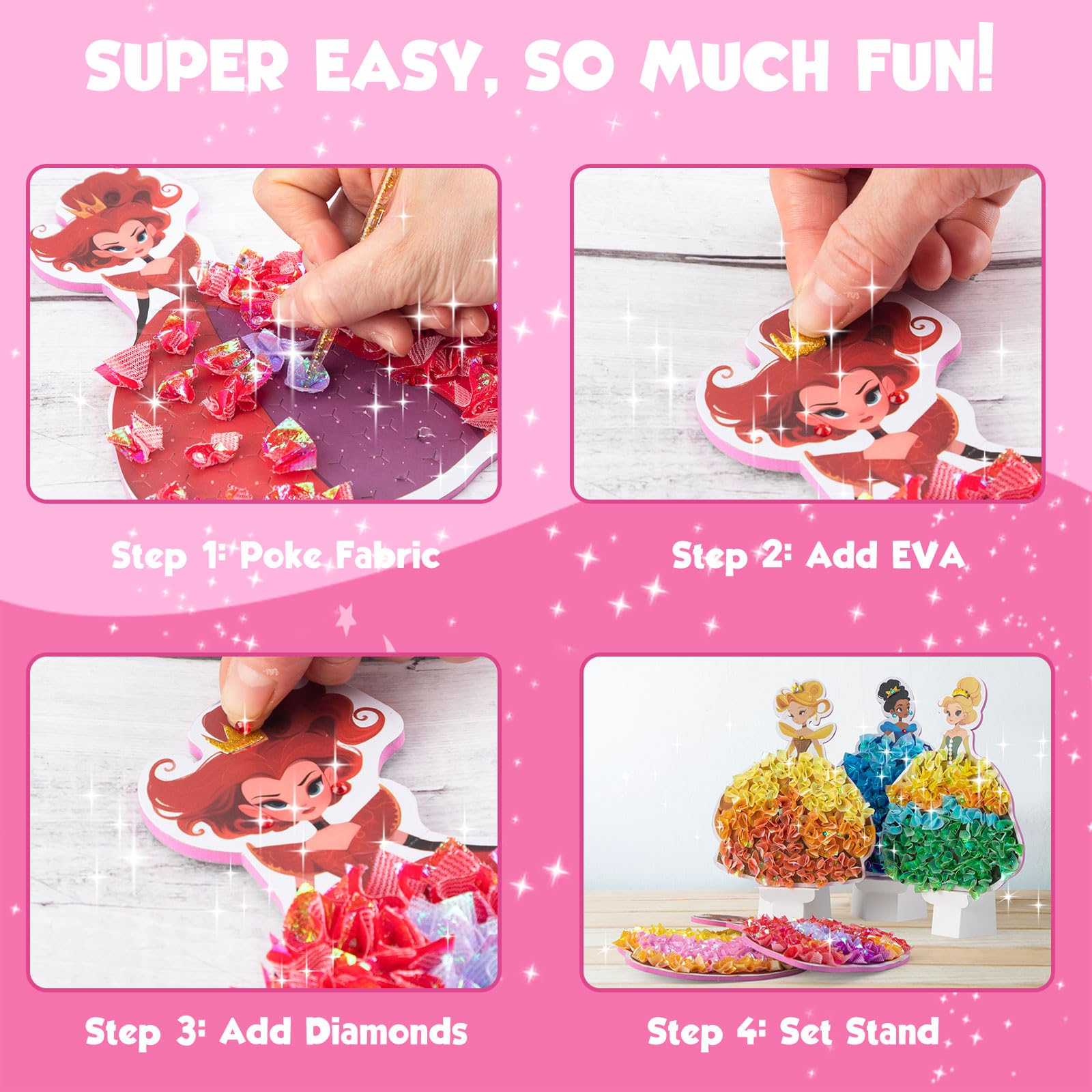 MyPixie Poke Art Kits for Girls, Arts and Crafts for Kids 4-8, DIY Creative Activity Toys, Birthday Gifts for Girls 4 5 6 7 8 9 10 (red)