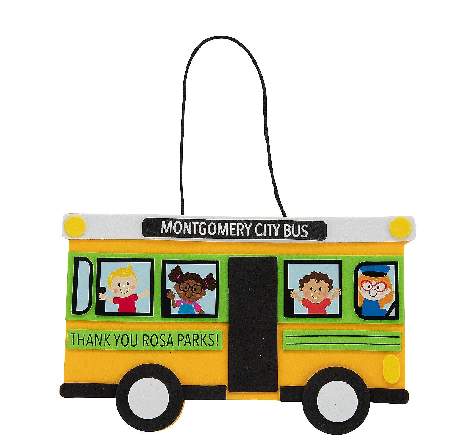 Fun Express Rosa Parks Bus Sign Craft Kit - Makes 12 - Black History Month Crafts for Kids