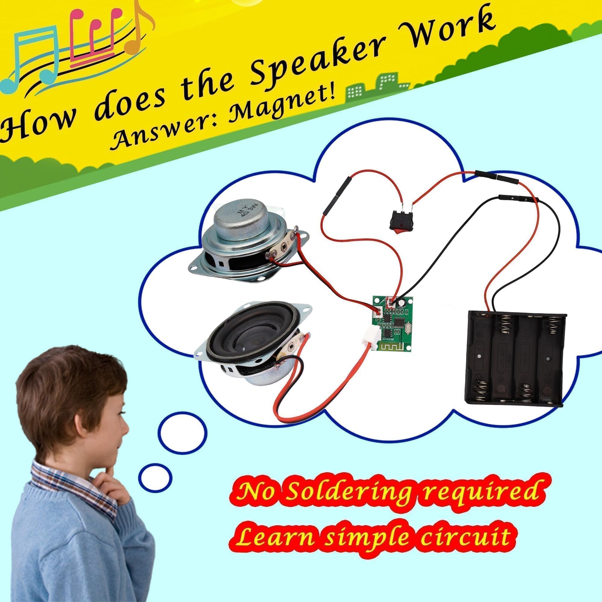 DIY Bluetooth Speaker Kit, Stem Projects for Kids Ages 8-12, Science Kits for Kids Age 12-14, STEM Learning Project, Science Gift for Boys Teens Age
