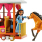 Mattel Spirit Untamed Lucky’s Train Home Playset, Train with Rolling Wheels Balcony, Dining Accessories, Lucky Doll (7-in), Spirit (Approx.8-in) &