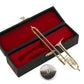 Dselvgvu Miniature Trombone with Stand and Case Brass Mini Musical Instrument Trombone Replica Collectible Figurines Dollhouse Accessories Model Home