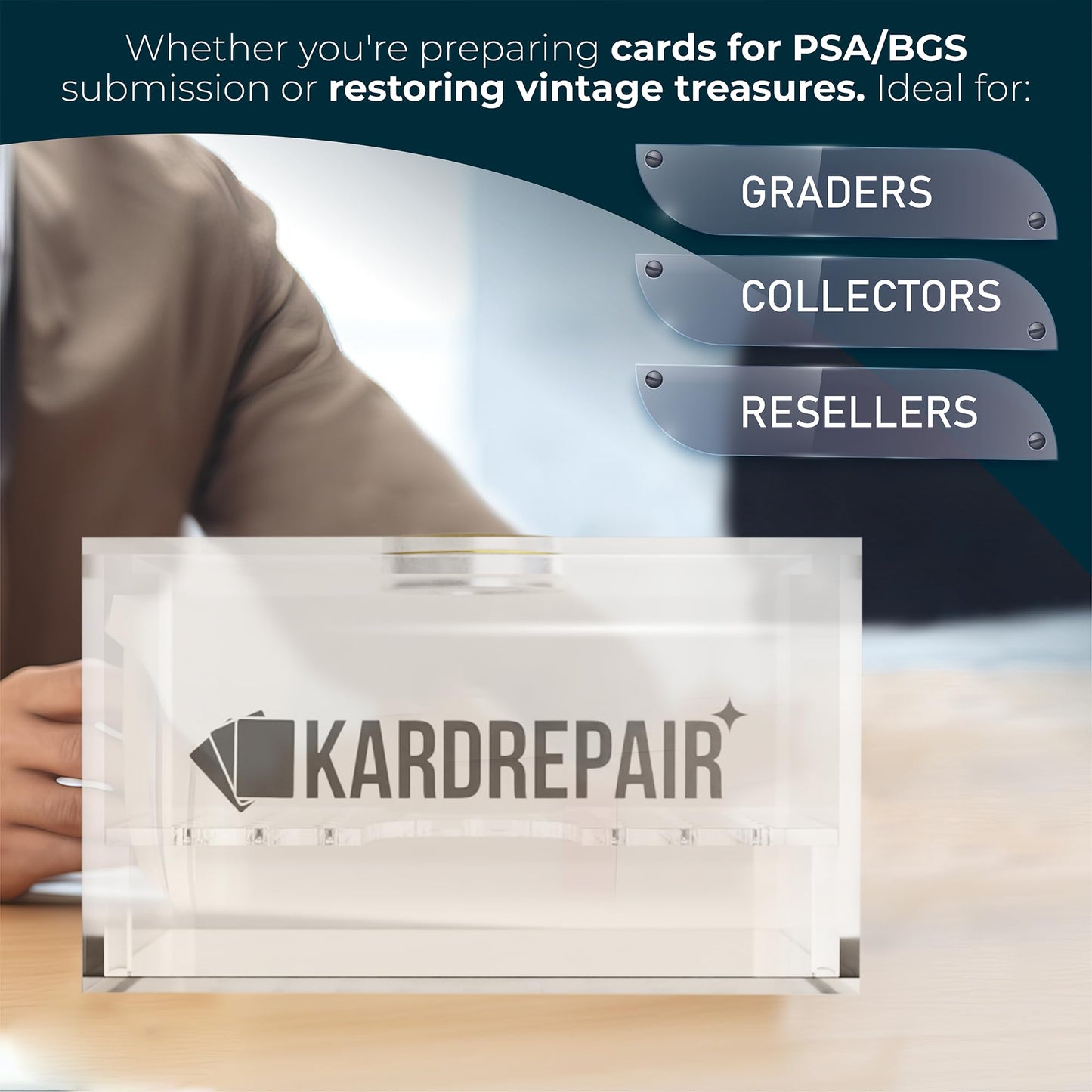 Kardrepair - Card Repair/Restoration Humidor Kit - Includes 2 Acrylic Flattening Plates, 2 EVA Foam Pads, 4 Spring Clamps, Custom Fit Base Sponge