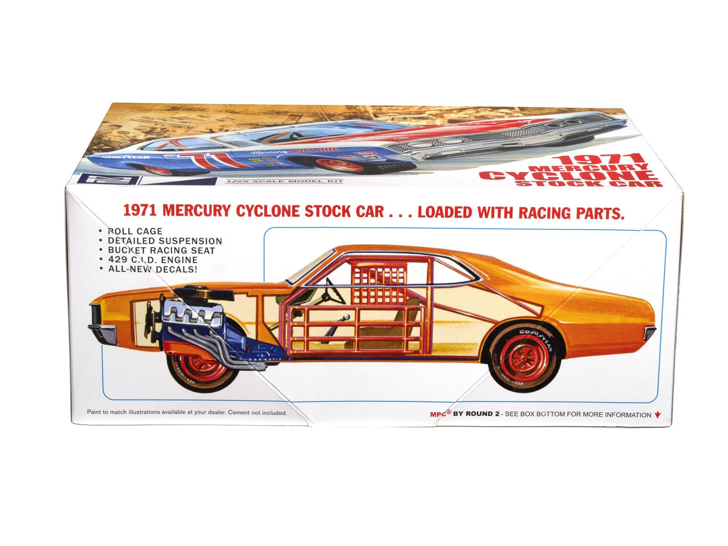 MPC 1971 Mercury Cyclone Stock Car Model Kit - 1:25 Scale Classic NASCAR Racer, 429 Engine, 135 Parts, Skill Level 2 (Paint & Glue Required)