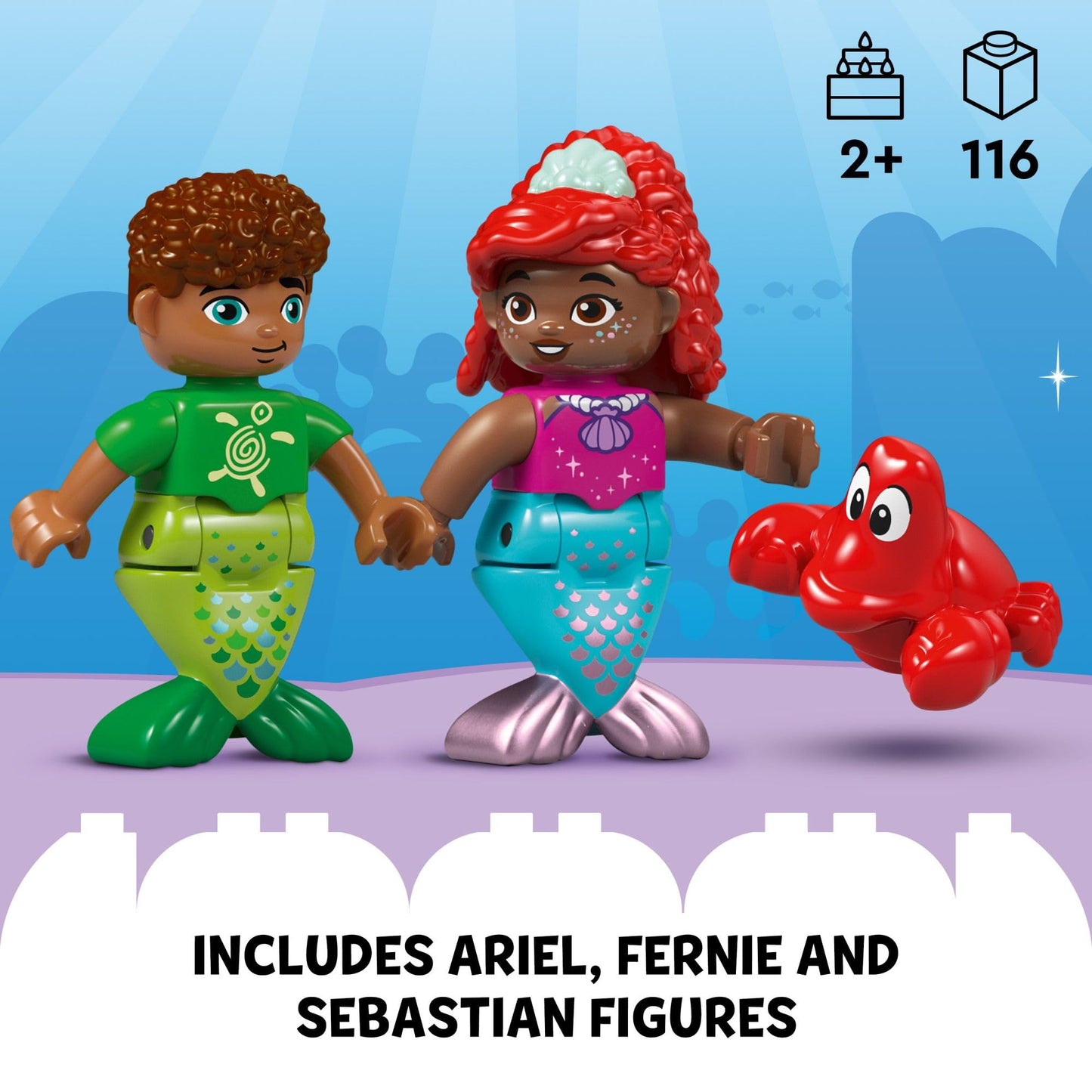 LEGO DUPLO Disney Ariel’s Magical Underwater Palace Building Set - The Little Mermaid Toy for Girls & Boys, Ages 2+ - Toddler Preschool Sensory Toy