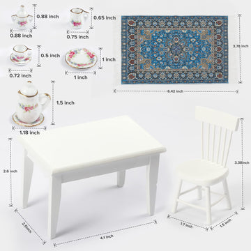 SAMCAMI Miniature Dollhouse Furniture 1 12 Scale - Doll House Furniture Toys for Dollhouse Kitchen - Wooden Dollhouse Furniture Set Incl Dining Table