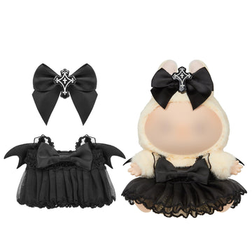 Doll Outfit Clothes Set for Labubu 17cm Doll ?Halloween Dress Bow Hair Clip for Labubu Dolls Accessories (No Dolls )