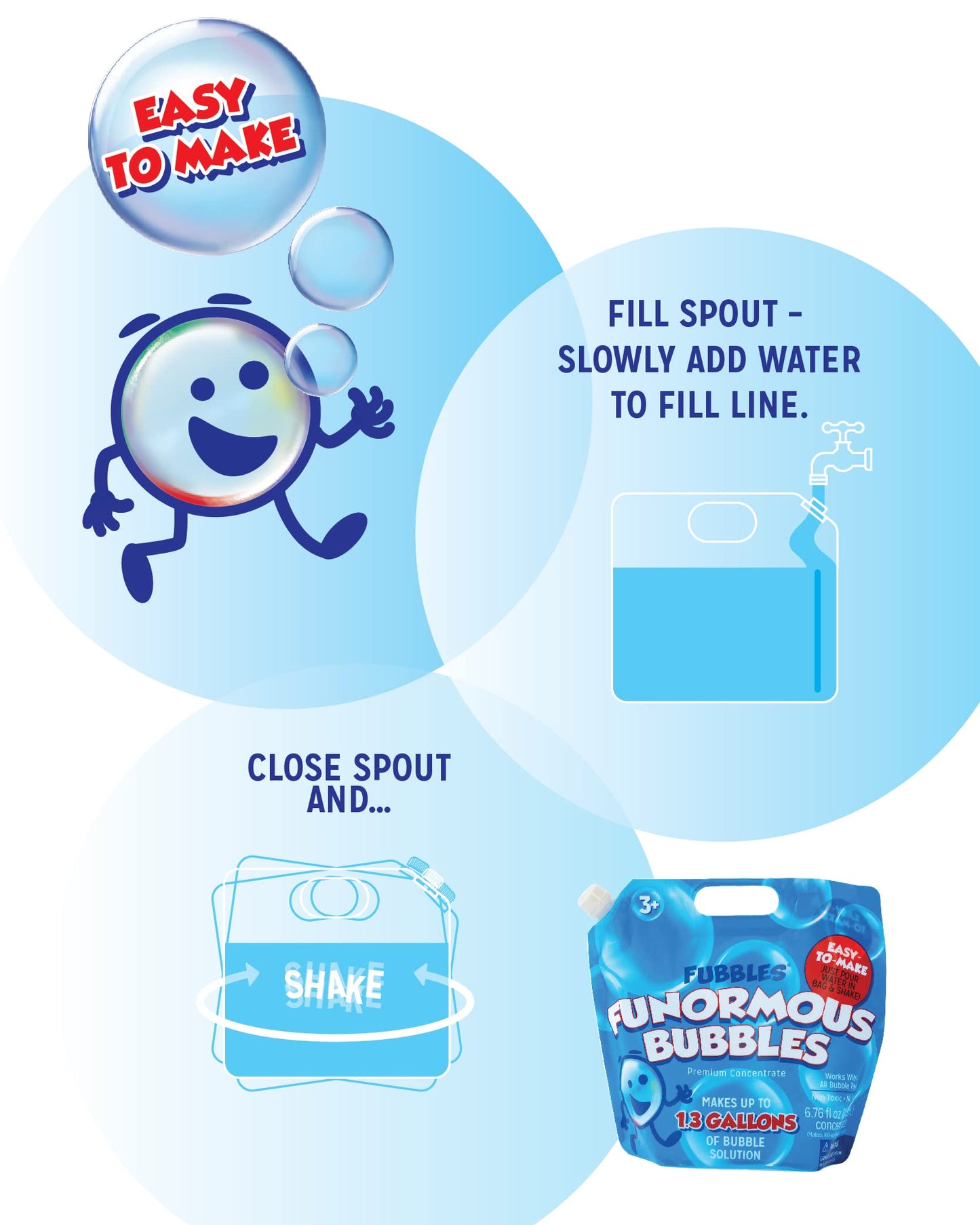 Little Kids Bubbles by Fubbles| Bubble Solution Refill | 169oz Non Toxic Bubble Solution | Bubble Concentrated for Bubble Machine, Bubble Juice