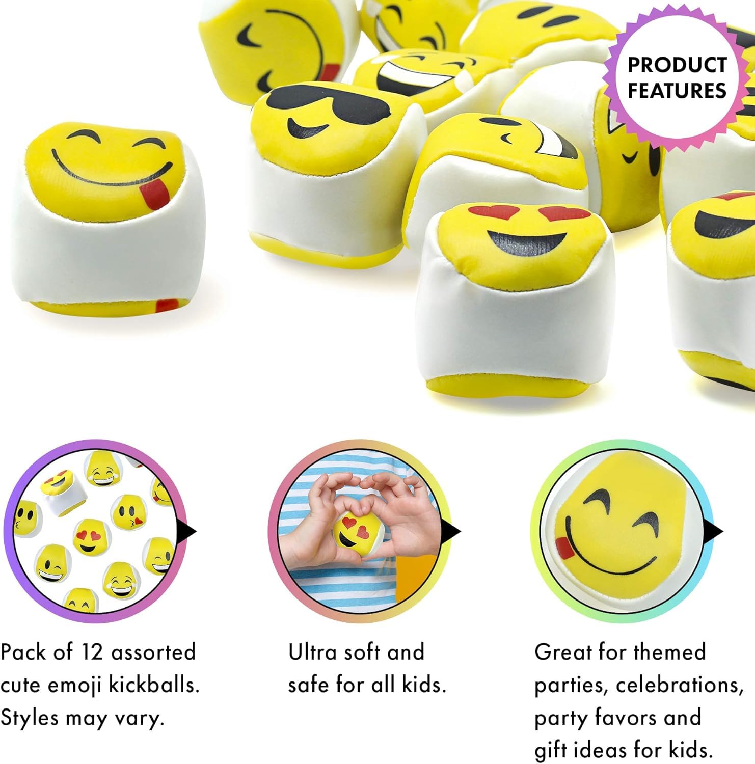 Srenta Funny Juggling Balls, 24 Pack Juggling Balls for Kids, Funny Kickballs Party Favors, Assorted Styles Cute Kickball for Kids and Adults, Mini