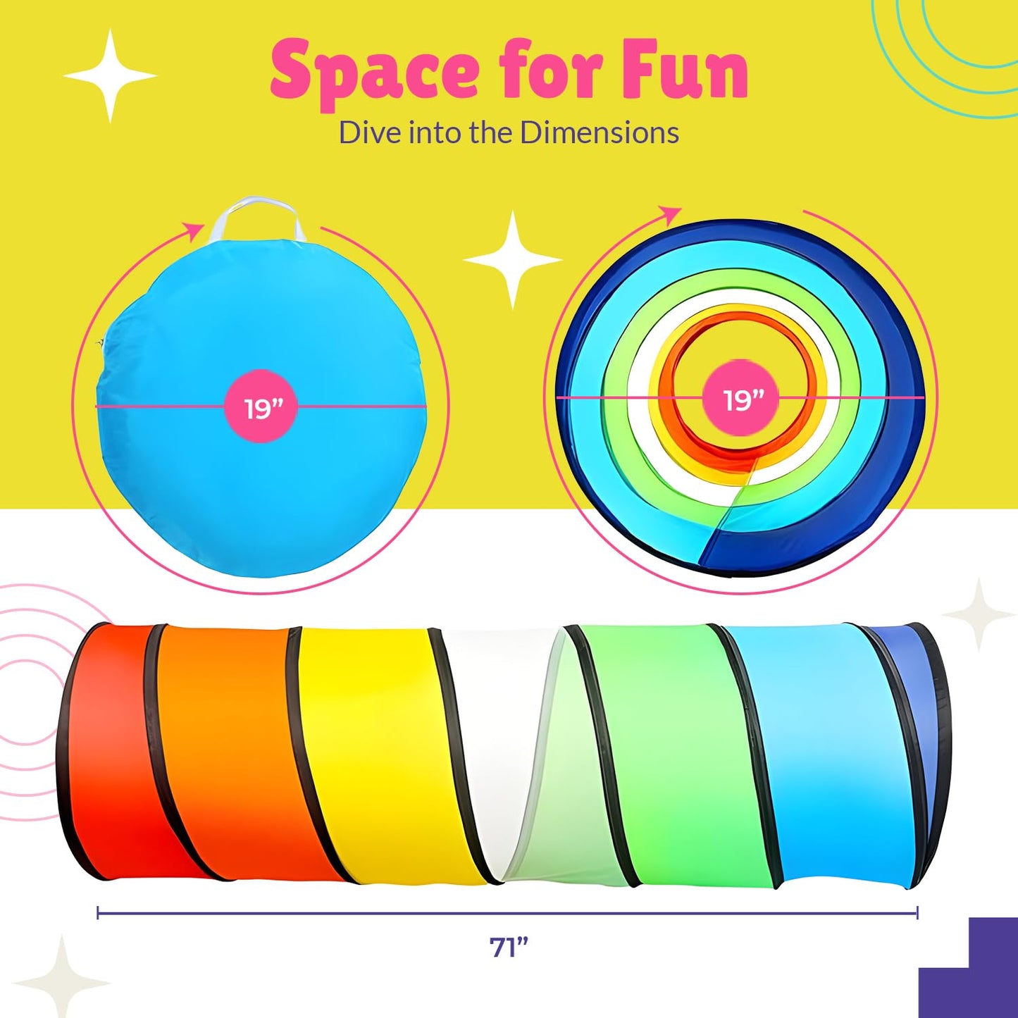 Kids Play Tunnel Set for Toddlers Double Tunnels for Indoor and Outdoor Fun | Pop-Up Crawl Tunnels for Babies, Toddlers, and Pets | Easy to Set Up