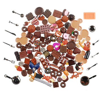 NWFashion 112PCS Miniature Decor Dessert Pastry Toy Food Cake Topper Scrapbooking Shoe Decoration Charms (Chocolate)