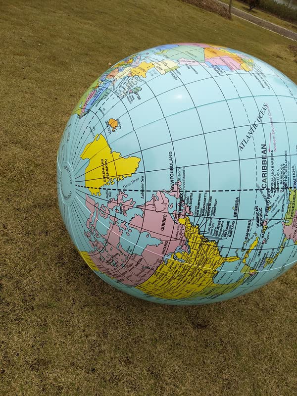 SWR 36 Inch PVC Inflatable World Globe, Blue - Educational Toy for Children and Adults
