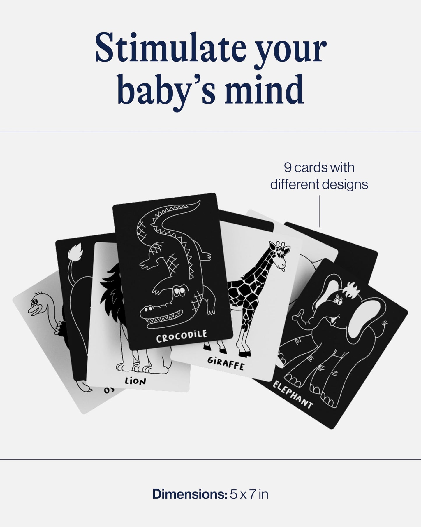 Lalo Art Cards - Set of 6 High Contrast Baby Cards for Infants - Black and White Newborn Visual Stimulation Cards for Brain Development, Tummy Time