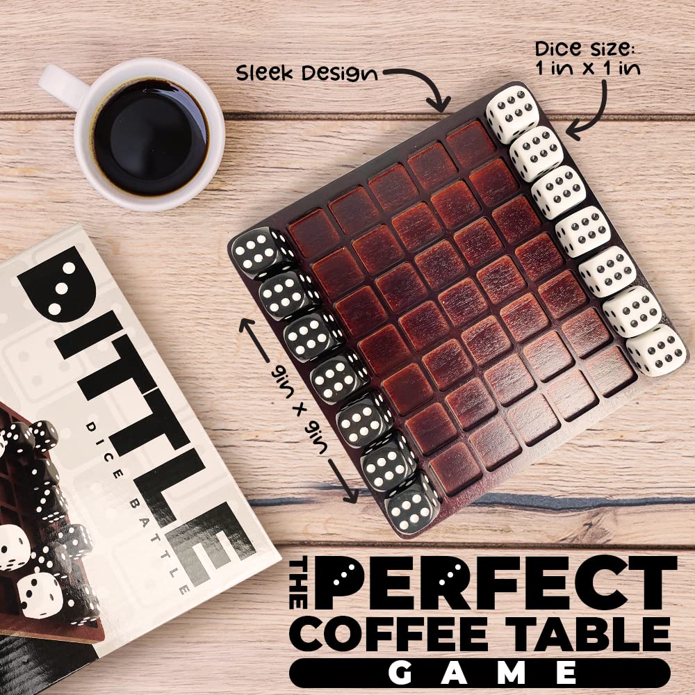 Dittle™- Dice Battle | 2 Player Dice Games for Adults | Adult Board Games for 2 Players | Best Two Player Game for Adults | Two Person Wooden Coffee