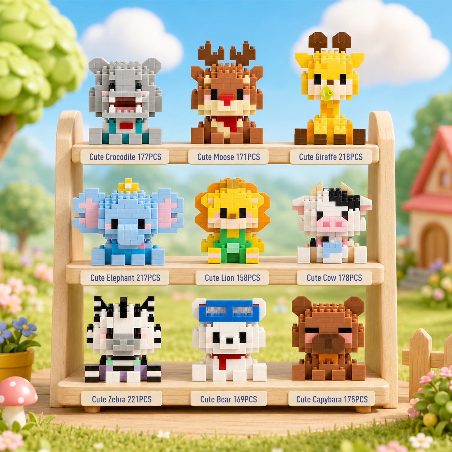 Finger Rock 9Pack Animals Party Favors Building Set, 1684PCS Cute Animal Set for Goodie Bag Stuffers Classroom Prizes, Party Favors Birthday Gift