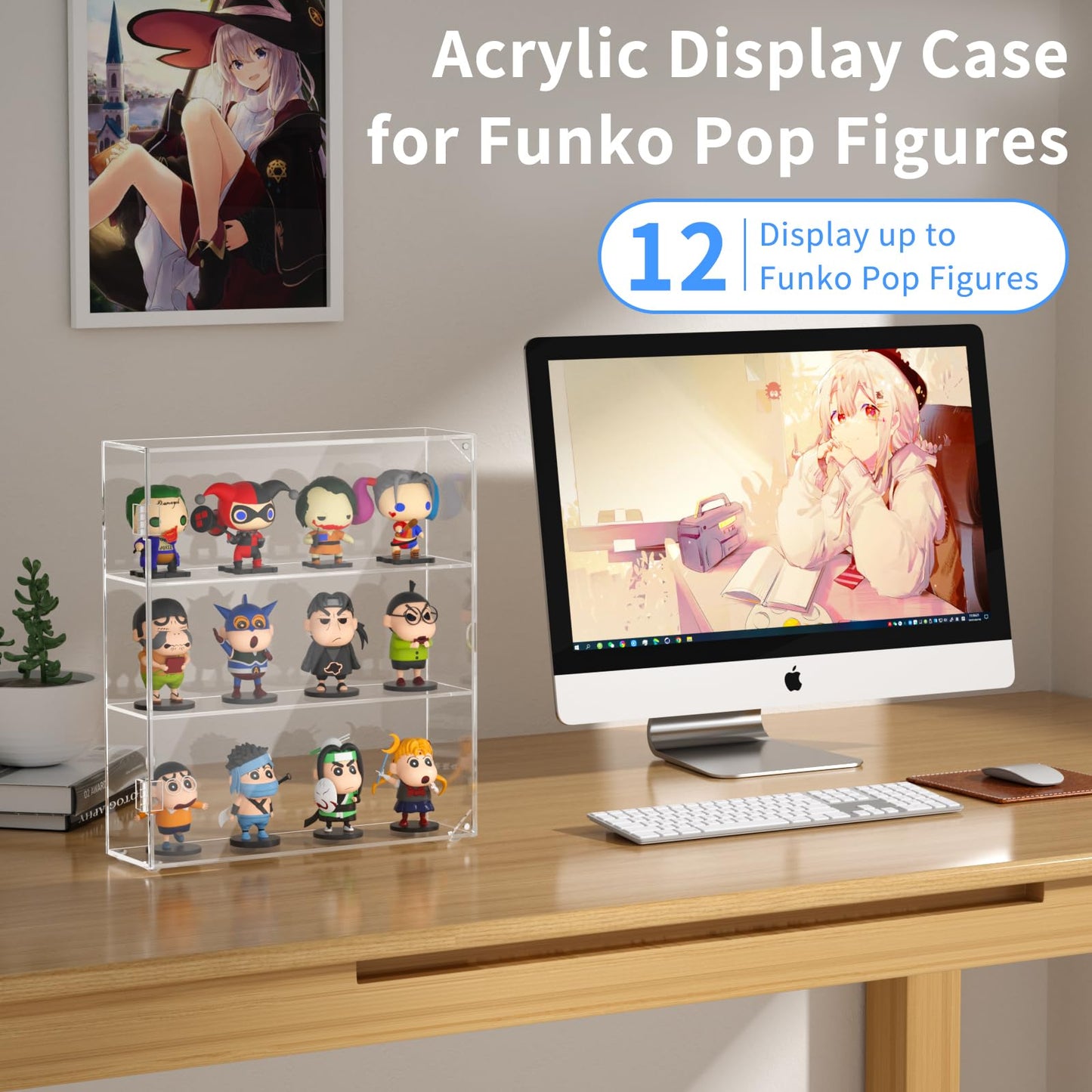 AITEE Acrylic Display Case for Mini Funko Pop Figures, Clear Wall Mounted or Desktop 3 Layer Storage Cabinet Organizer for Mini