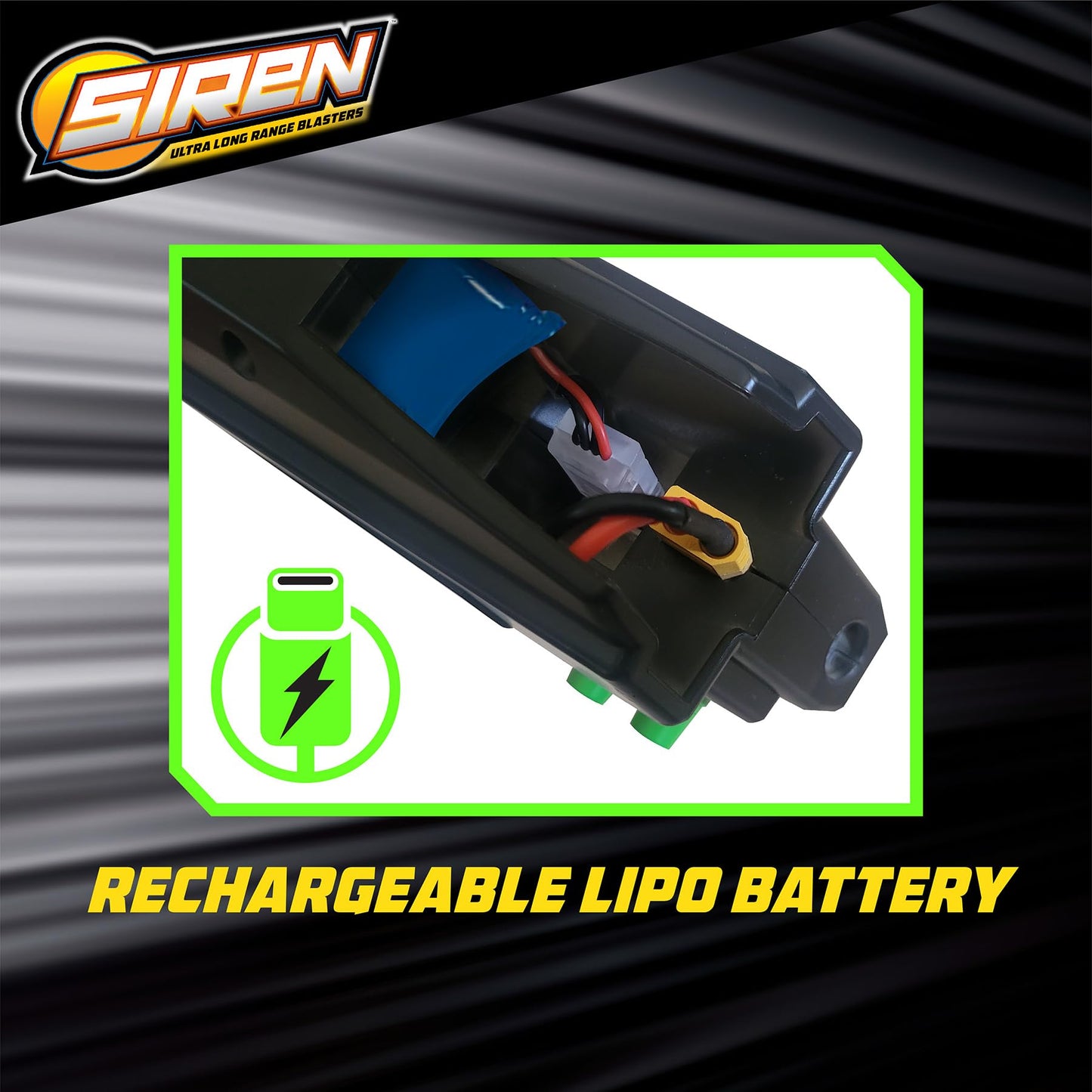 Siren Blasters Blink Motorized Rapid-Fire Ultra Long Range Foam Dart Blaster, Single Shot, Burst or Fully Auto Flywheel Launcher,190 Ft Range, 200