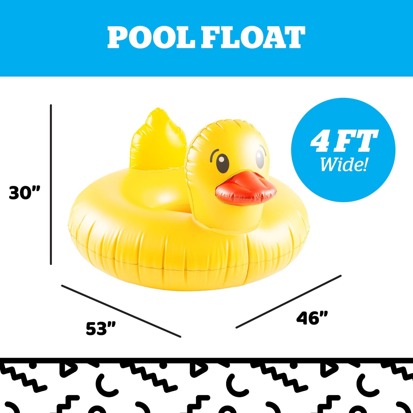 BigMouth Inc. Giant Duck Pool Float, Over 4' Wide, Inflatable Floatie Tube, Blow Up Swim Ring, Outdoor Summer Pool Party Water Toy