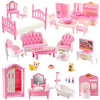 36Pcs Dollhouse Furniture Sets,Miniature 1:12 Scale Doll House Accessories and Furniture with Cat,Dog,Kitchen, Dining Room, Living Room,Bedroom