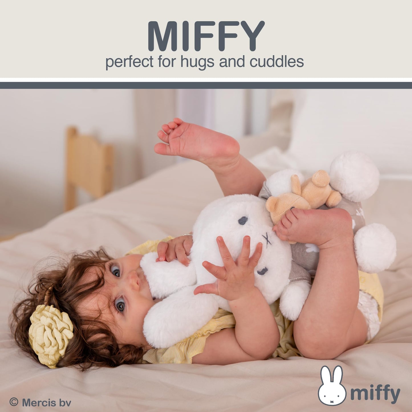 Kids Preferred Miffy Baby Keywind Musical - Super Soft Plush Toy, Plays Rockabye Baby, Swaying Head, Neutral Colors, Ages 0 Months and Up, 12 in