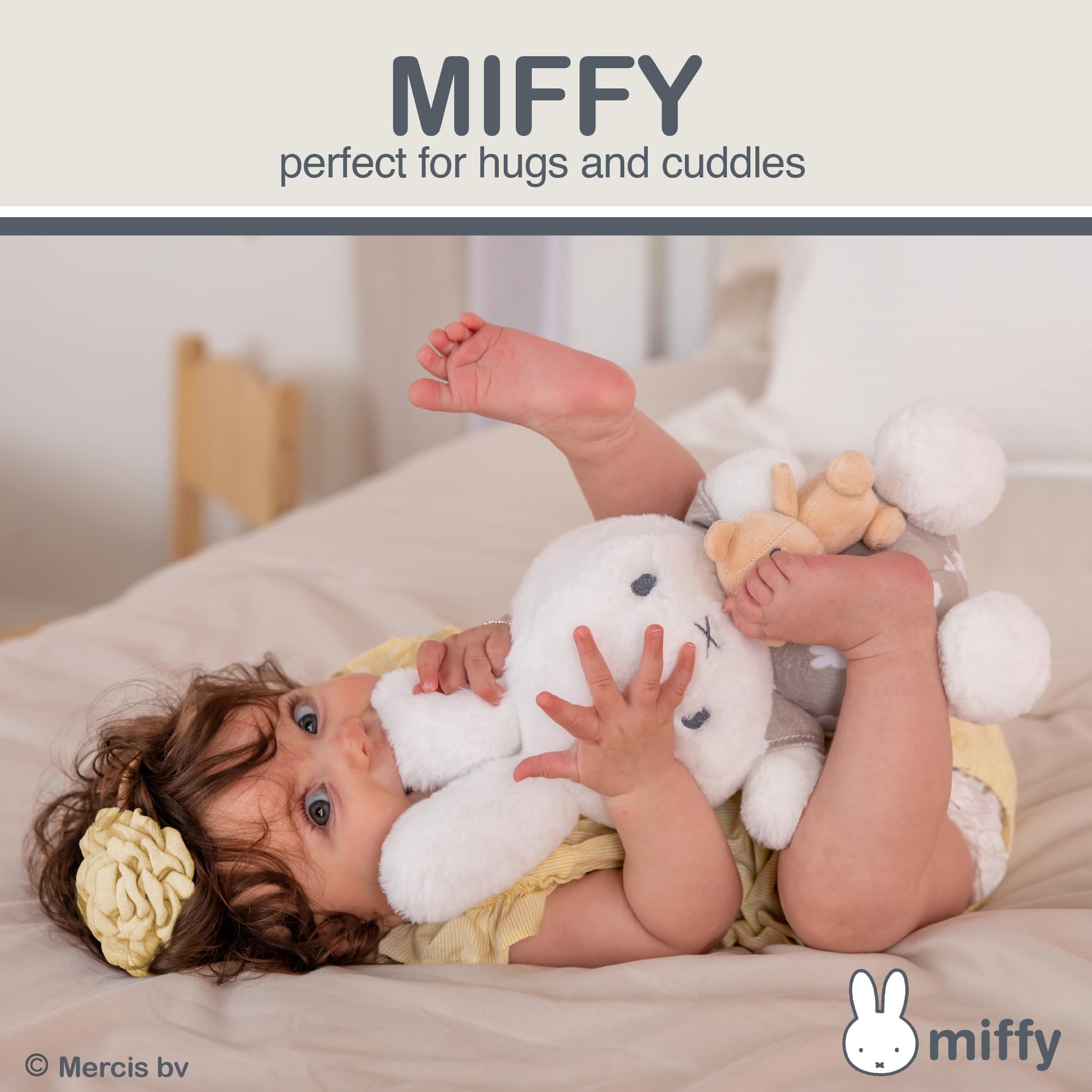 Kids Preferred Miffy Baby Keywind Musical - Super Soft Plush Toy, Plays Rockabye Baby, Swaying Head, Neutral Colors, Ages 0 Months and Up, 12 in