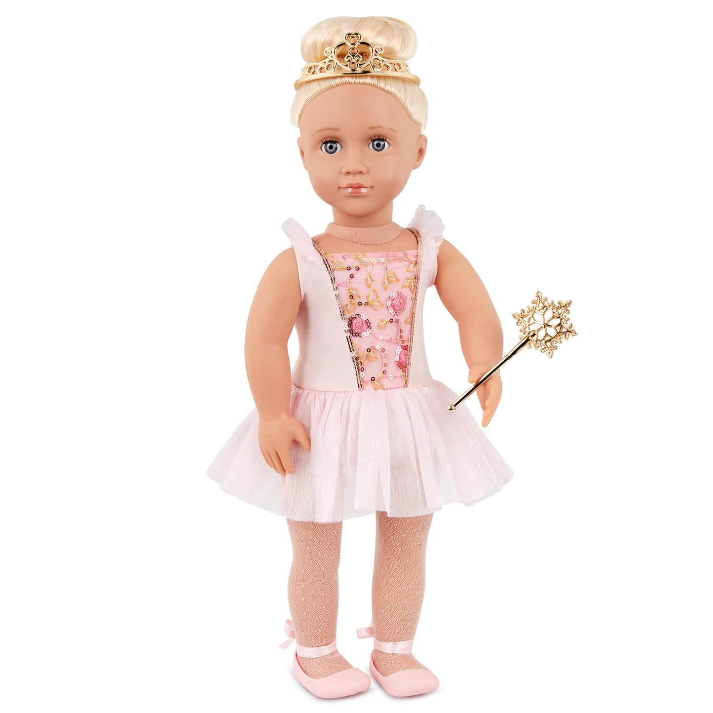 Our Generation - 18-inch Sugar Plum Fairy Doll - Lifelike Blue Eyes & Long Blonde Hair - Pink Ballet Dress, Tiara & Wand Accessories - Pretend Play
