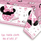 51 Pack Pink Cartoon Birthday Party Tableware Kit - Dessert Plates Napkins Tablecloth Tableware Kit for Girls 1st 2nd 3rd 4th 5th 6th Birthday Party