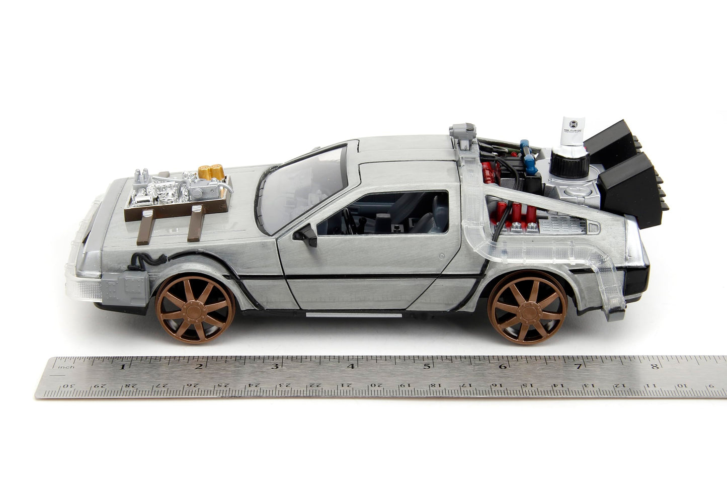 Jada Back to the Future Part 3 Time Machine with Train Wheels - 1:24 Scale Die-Cast Movie Replica, Detailed Collectible Car, for Ages 8+